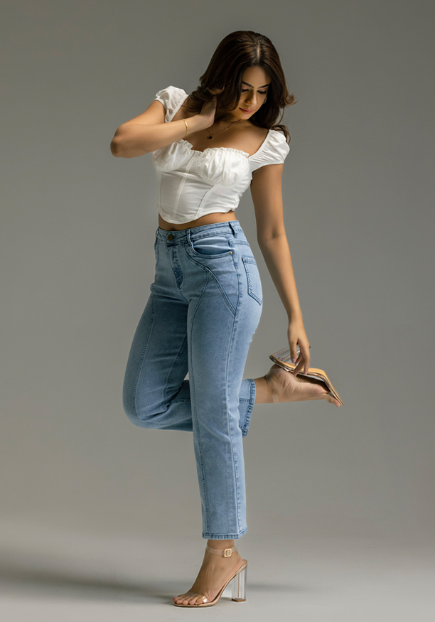 KAI ACID WASH DETAIL DENIM PANT